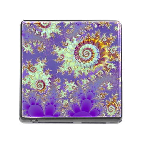 Sea Shell Spiral, Abstract Violet Cyan Stars Memory Card Reader with Storage (Square) from ArtsNow.com Front