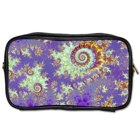 Sea Shell Spiral, Abstract Violet Cyan Stars Travel Toiletry Bag (One Side) from ArtsNow.com Front
