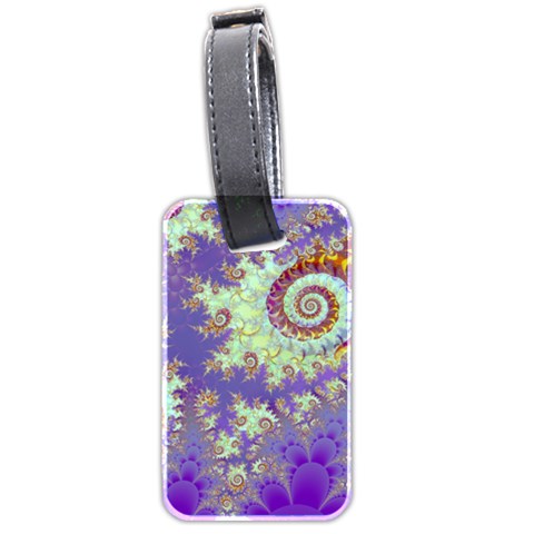 Sea Shell Spiral, Abstract Violet Cyan Stars Luggage Tag (Two Sides) from ArtsNow.com Front
