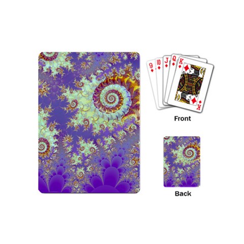 Sea Shell Spiral, Abstract Violet Cyan Stars Playing Cards (Mini) from ArtsNow.com Back