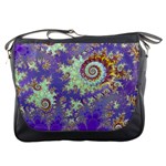 Sea Shell Spiral, Abstract Violet Cyan Stars Messenger Bag Sea Shell Spiral, Abstract Violet Cyan Stars Messenger Bag