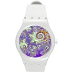 Sea Shell Spiral, Abstract Violet Cyan Stars Plastic Sport Watch (Medium) Sea Shell Spiral, Abstract Violet Cyan Stars Plastic Sport Watch (Medium)