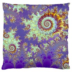 Sea Shell Spiral, Abstract Violet Cyan Stars Large Cushion Case (Two Sided)  from ArtsNow.com Front