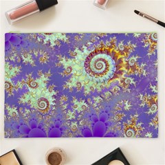 Sea Shell Spiral, Abstract Violet Cyan Stars Cosmetic Bag (XXL) from ArtsNow.com Front