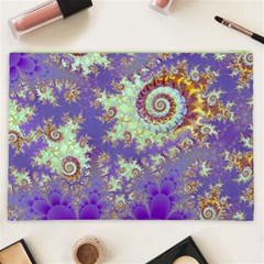 Sea Shell Spiral, Abstract Violet Cyan Stars Cosmetic Bag (XXL) from ArtsNow.com Back