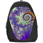 Sea Shell Spiral, Abstract Violet Cyan Stars Backpack Bag