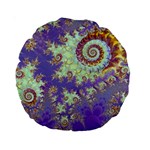 Sea Shell Spiral, Abstract Violet Cyan Stars 15  Premium Round Cushion 