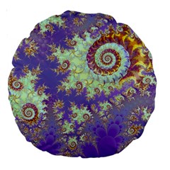 Sea Shell Spiral, Abstract Violet Cyan Stars 18  Premium Round Cushion  from ArtsNow.com Front