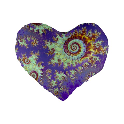 Sea Shell Spiral, Abstract Violet Cyan Stars 16  Premium Heart Shape Cushion  from ArtsNow.com Front