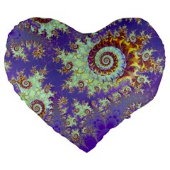 Sea Shell Spiral, Abstract Violet Cyan Stars 19  Premium Heart Shape Cushion from ArtsNow.com Front