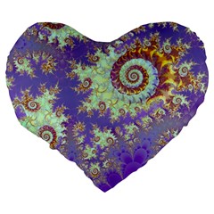 Sea Shell Spiral, Abstract Violet Cyan Stars 19  Premium Heart Shape Cushion from ArtsNow.com Back