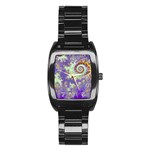 Sea Shell Spiral, Abstract Violet Cyan Stars Stainless Steel Barrel Watch Sea Shell Spiral, Abstract Violet Cyan Stars Stainless Steel Barrel Watch