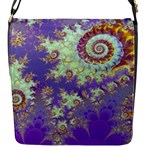 Sea Shell Spiral, Abstract Violet Cyan Stars Flap Closure Messenger Bag (Small)