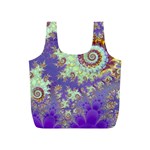 Sea Shell Spiral, Abstract Violet Cyan Stars Reusable Bag (S)