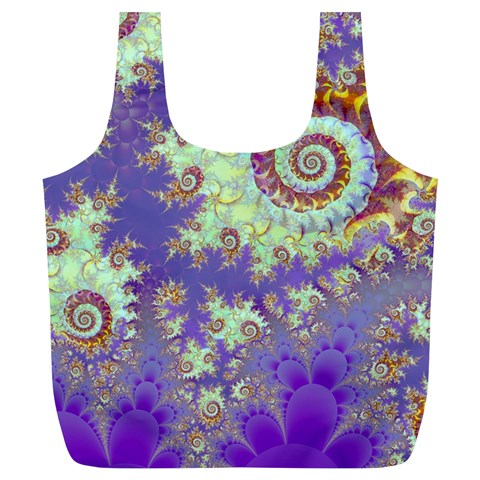 Sea Shell Spiral, Abstract Violet Cyan Stars Reusable Bag (XL) from ArtsNow.com Front
