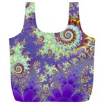 Sea Shell Spiral, Abstract Violet Cyan Stars Reusable Bag (XL)