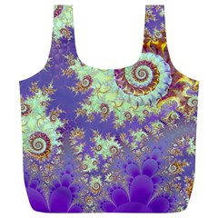 Sea Shell Spiral, Abstract Violet Cyan Stars Reusable Bag (XL) from ArtsNow.com Back