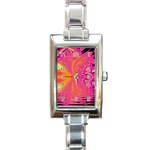 Magenta Boardwalk Carnival, Abstract Ocean Shimmer Rectangular Italian Charm Watch Magenta Boardwalk Carnival, Abstract Ocean Shimmer Rectangular Italian Charm Watch