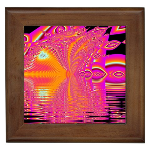 Magenta Boardwalk Carnival, Abstract Ocean Shimmer Framed Ceramic Tile from ArtsNow.com Front