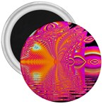 Magenta Boardwalk Carnival, Abstract Ocean Shimmer 3 Button Magnet Magenta Boardwalk Carnival, Abstract Ocean Shimmer 3 Button Magnet
