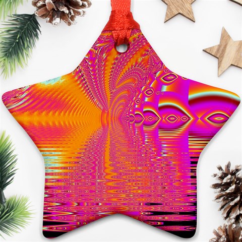 Magenta Boardwalk Carnival, Abstract Ocean Shimmer Star Ornament from ArtsNow.com Front