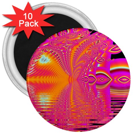 Magenta Boardwalk Carnival, Abstract Ocean Shimmer 3  Button Magnet (10 pack) from ArtsNow.com Front