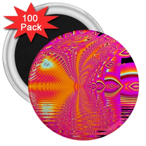 Magenta Boardwalk Carnival, Abstract Ocean Shimmer 3  Button Magnet (100 pack) from ArtsNow.com Front