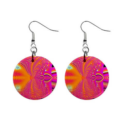 Magenta Boardwalk Carnival, Abstract Ocean Shimmer Mini Button Earrings from ArtsNow.com Front
