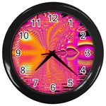 Magenta Boardwalk Carnival, Abstract Ocean Shimmer Wall Clock (Black) Magenta Boardwalk Carnival, Abstract Ocean Shimmer Wall Clock (Black)