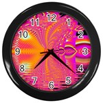 Magenta Boardwalk Carnival, Abstract Ocean Shimmer Wall Clock (Black)