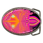 Magenta Boardwalk Carnival, Abstract Ocean Shimmer Belt Buckle (Oval)