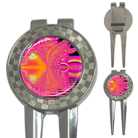 Magenta Boardwalk Carnival, Abstract Ocean Shimmer Golf Pitchfork & Ball Marker from ArtsNow.com Front
