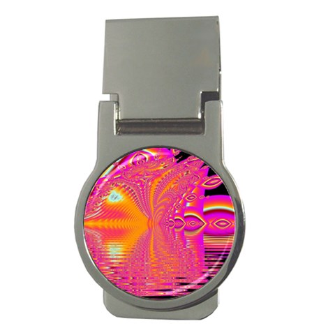 Magenta Boardwalk Carnival, Abstract Ocean Shimmer Money Clip (Round) from ArtsNow.com Front