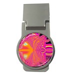 Magenta Boardwalk Carnival, Abstract Ocean Shimmer Money Clip (Round)