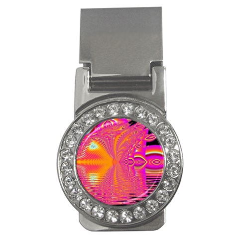 Magenta Boardwalk Carnival, Abstract Ocean Shimmer Money Clip (CZ) from ArtsNow.com Front