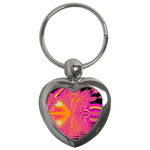 Magenta Boardwalk Carnival, Abstract Ocean Shimmer Key Chain (Heart) from ArtsNow.com Front