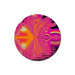 Magenta Boardwalk Carnival, Abstract Ocean Shimmer Drink Coaster (Round)