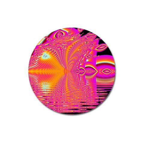 Magenta Boardwalk Carnival, Abstract Ocean Shimmer Magnet 3  (Round) from ArtsNow.com Front