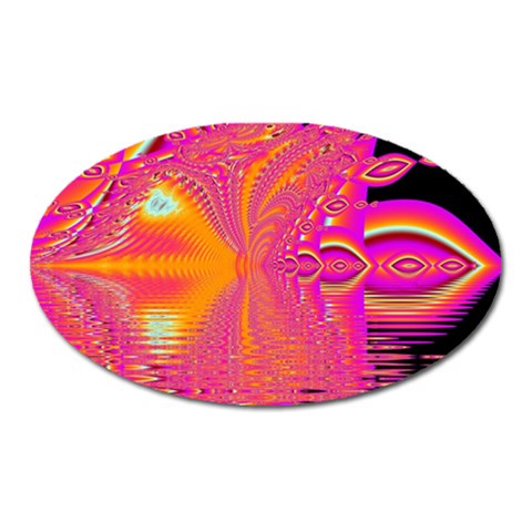 Magenta Boardwalk Carnival, Abstract Ocean Shimmer Magnet (Oval) from ArtsNow.com Front