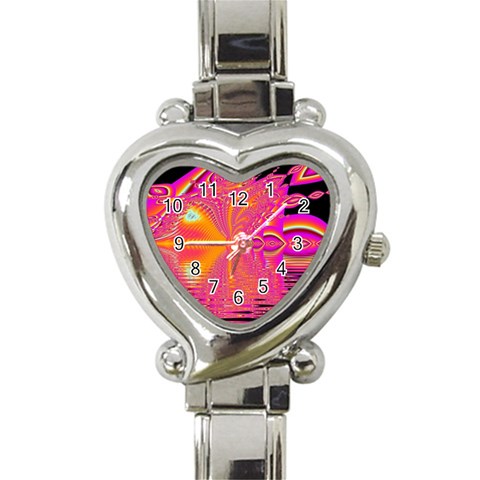 Magenta Boardwalk Carnival, Abstract Ocean Shimmer Heart Italian Charm Watch  from ArtsNow.com Front