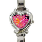 Magenta Boardwalk Carnival, Abstract Ocean Shimmer Heart Italian Charm Watch 