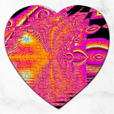 Magenta Boardwalk Carnival, Abstract Ocean Shimmer Jigsaw Puzzle (Heart) from ArtsNow.com Front