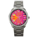 Magenta Boardwalk Carnival, Abstract Ocean Shimmer Sport Metal Watch