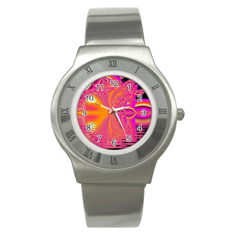 Magenta Boardwalk Carnival, Abstract Ocean Shimmer Stainless Steel Watch (Slim) from ArtsNow.com Front
