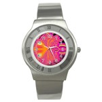 Magenta Boardwalk Carnival, Abstract Ocean Shimmer Stainless Steel Watch (Slim) Magenta Boardwalk Carnival, Abstract Ocean Shimmer Stainless Steel Watch (Slim)
