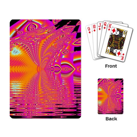 Magenta Boardwalk Carnival, Abstract Ocean Shimmer Playing Cards Single Design from ArtsNow.com Back