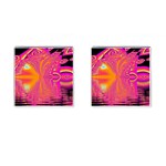 Magenta Boardwalk Carnival, Abstract Ocean Shimmer Cufflinks (Square)