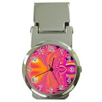 Magenta Boardwalk Carnival, Abstract Ocean Shimmer Money Clip with Watch Magenta Boardwalk Carnival, Abstract Ocean Shimmer Money Clip with Watch