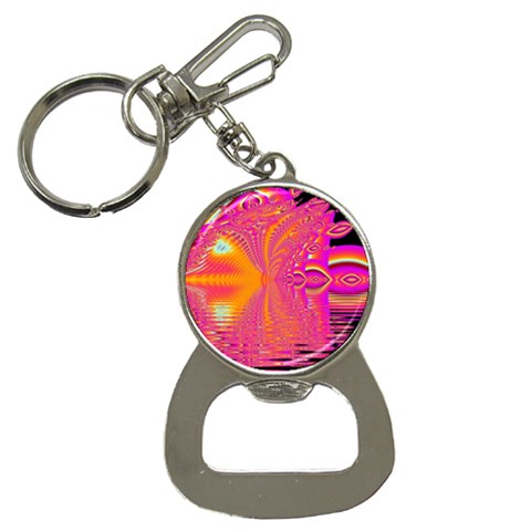 Magenta Boardwalk Carnival, Abstract Ocean Shimmer Bottle Opener Key Chain from ArtsNow.com Front