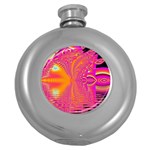 Magenta Boardwalk Carnival, Abstract Ocean Shimmer Hip Flask (Round)